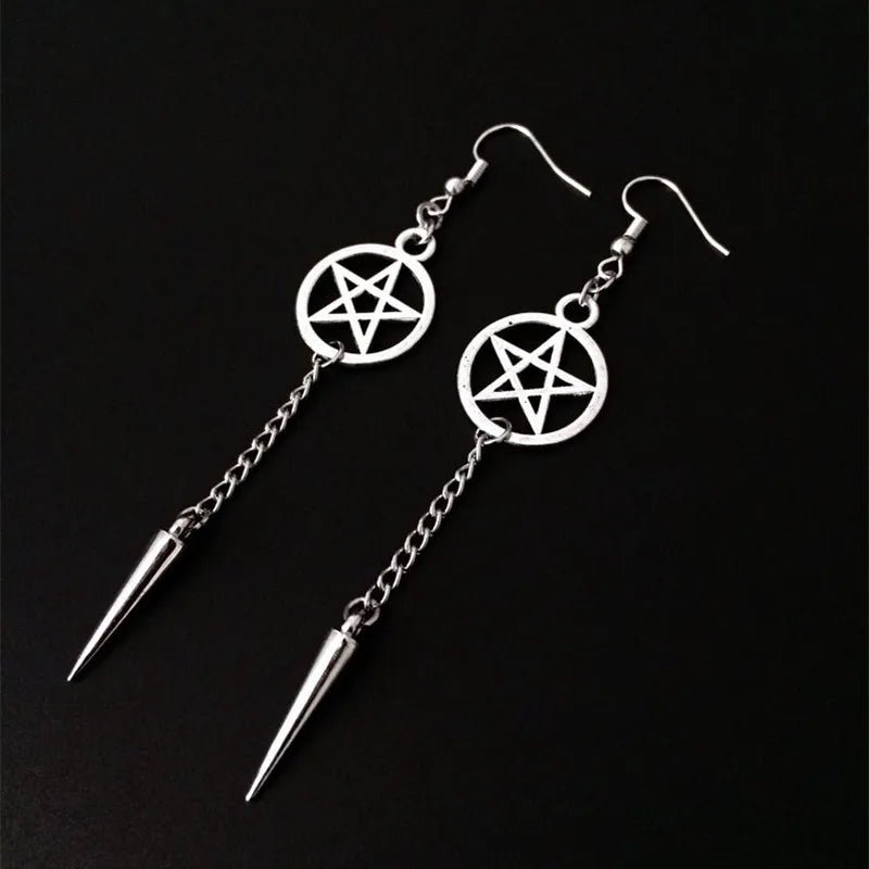 Gothic Pentacle Drop Earrings - Angel's House of Design Co.