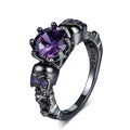 Gothic Skull Ring Purple Cubic Zirconia - Angel's House of Design Co.