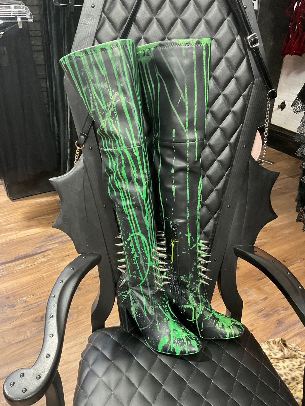 Green Killer Boots size 8 - Angel's House of Design Co.