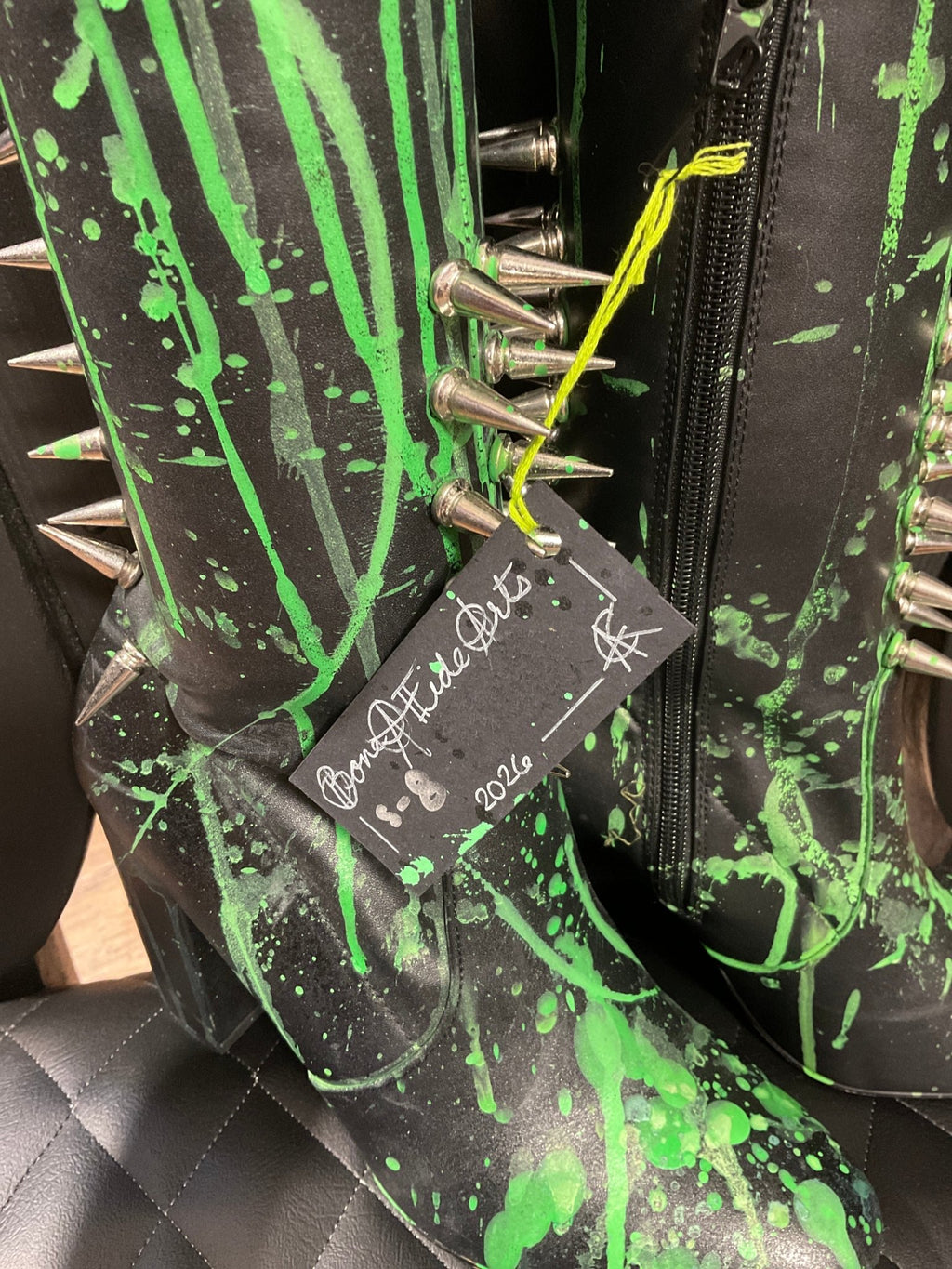 Green Killer Boots size 8 - Angel's House of Design Co.