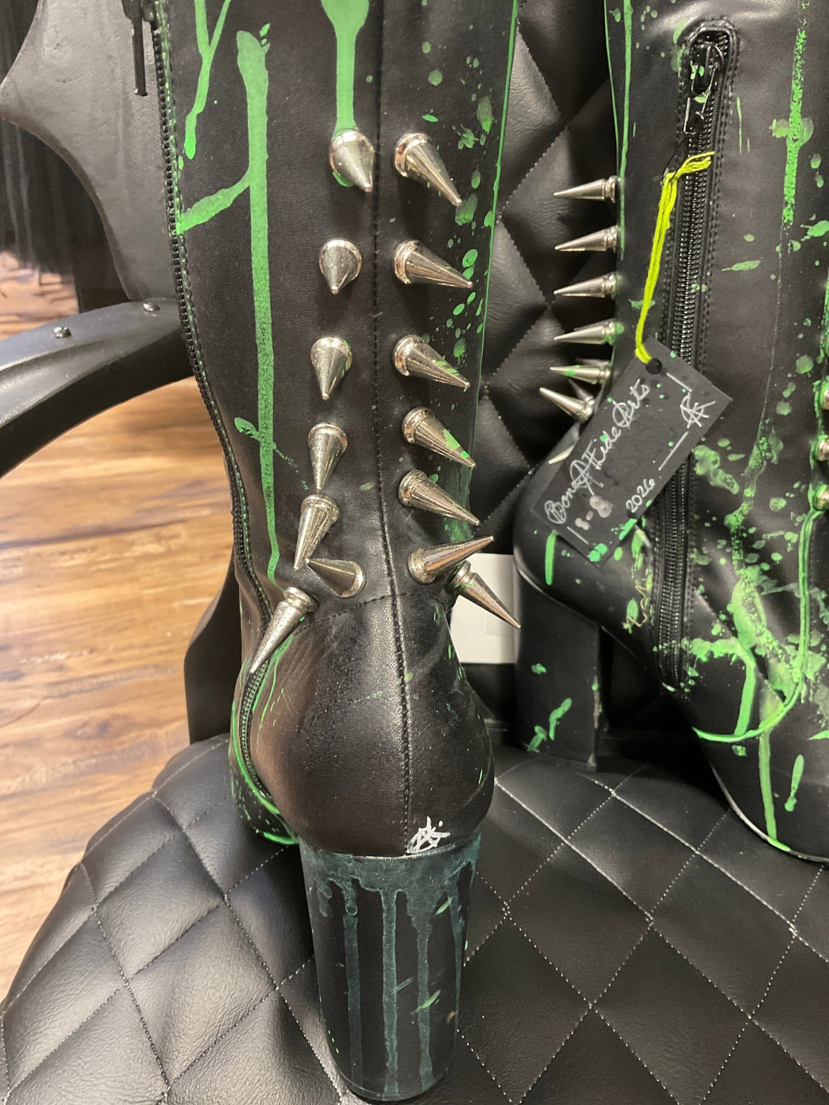 Green Killer Boots size 8 - Angel's House of Design Co.