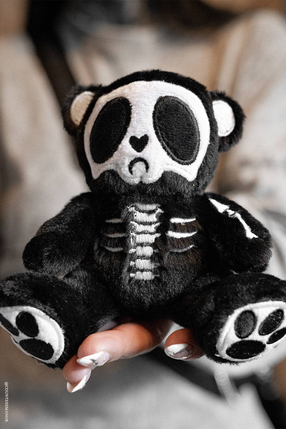 Grumpy Bones Bear Plush Keychain - Angel's House of Design Co.