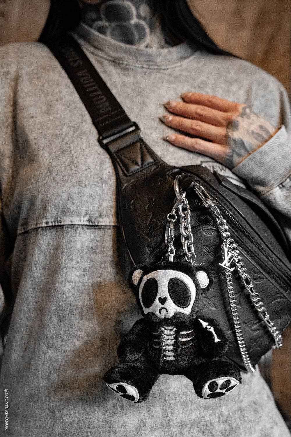 Grumpy Bones Bear Plush Keychain - Angel's House of Design Co.