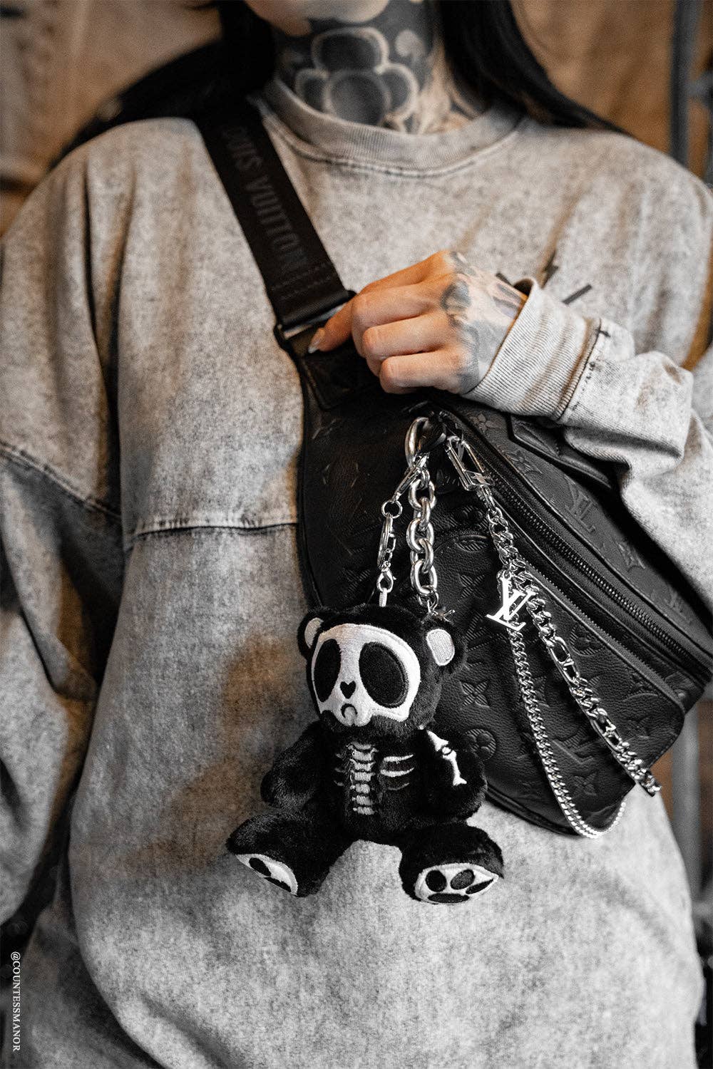 Grumpy Bones Bear Plush Keychain - Angel's House of Design Co.