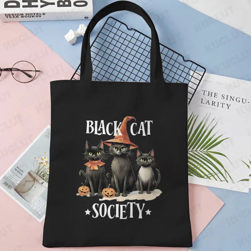 Halloween Cat Canvas Tote Bag - Angel's House of Design Co.