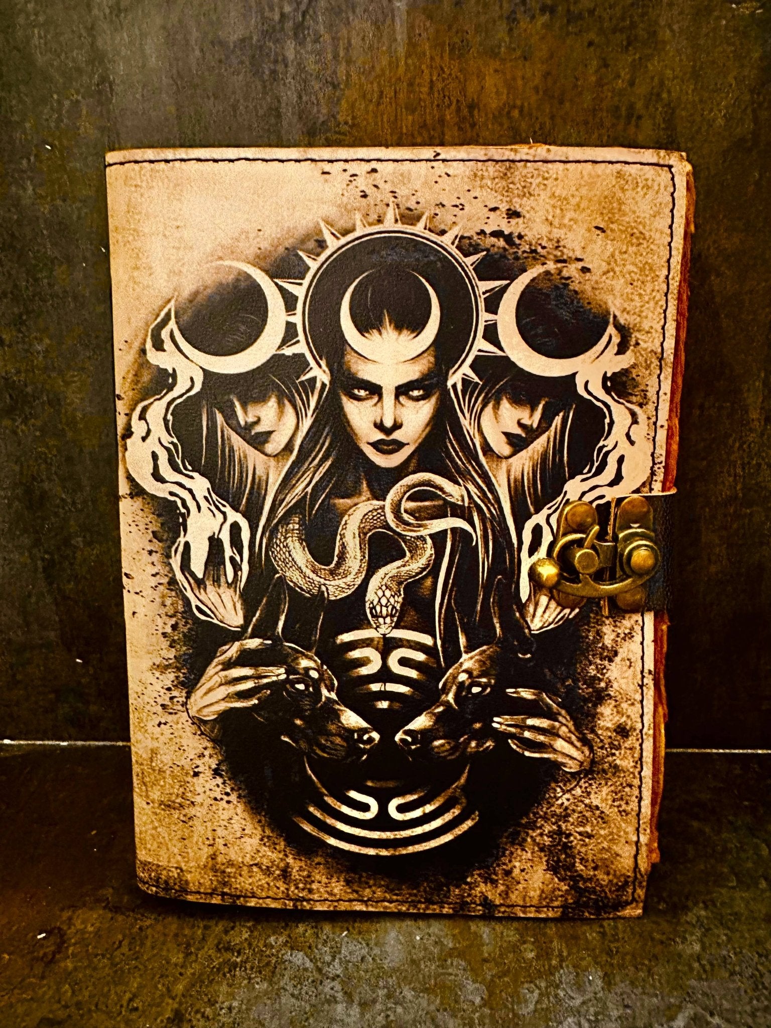 Hekate Journal | Hecate | Leather Journal | Blank Vintage Notebook - Angel's House of Design Co.