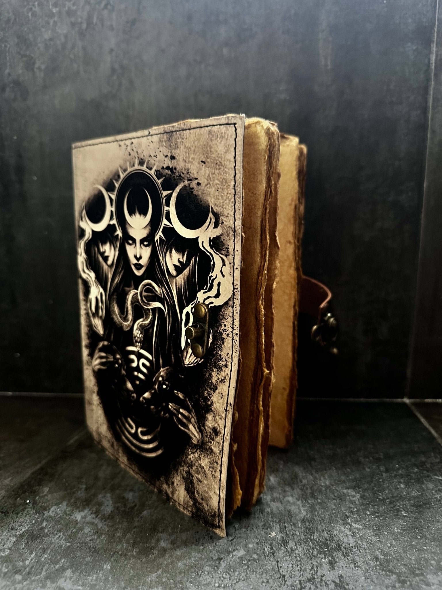 Hekate Journal | Hecate | Leather Journal | Blank Vintage Notebook - Angel's House of Design Co.