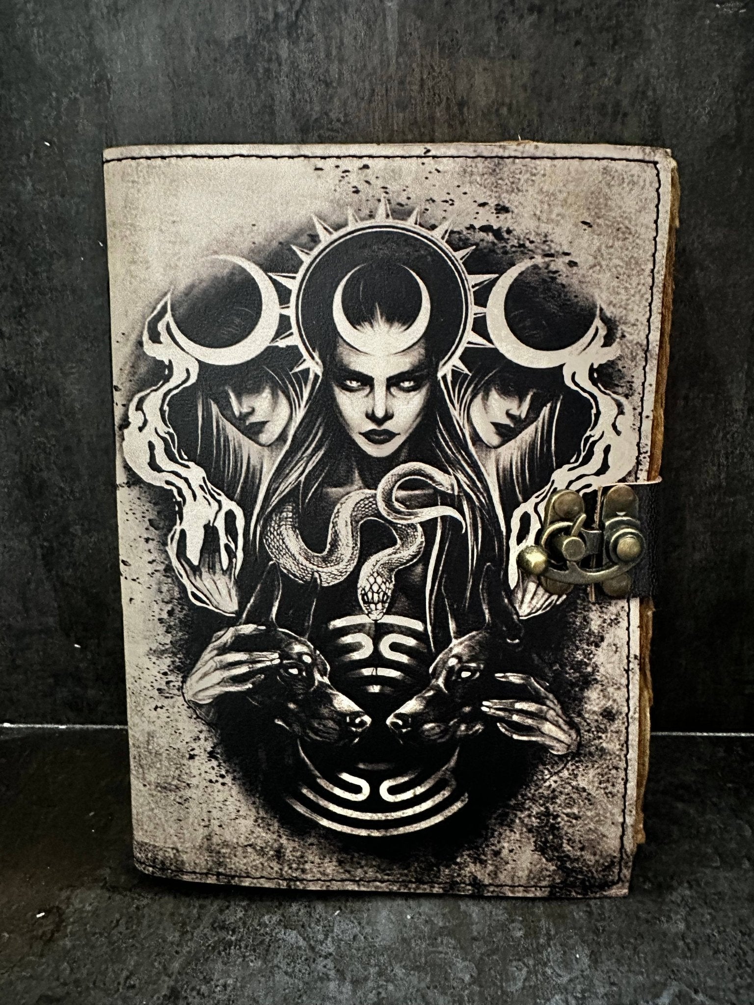 Hekate Journal | Hecate | Leather Journal | Blank Vintage Notebook - Angel's House of Design Co.