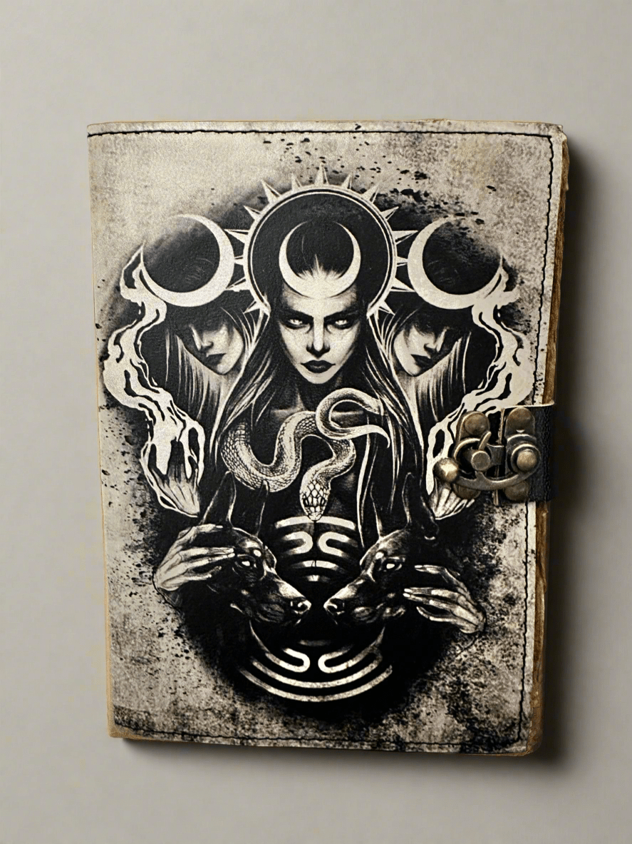 Hekate Journal | Hecate | Leather Journal | Blank Vintage Notebook - Angel's House of Design Co.