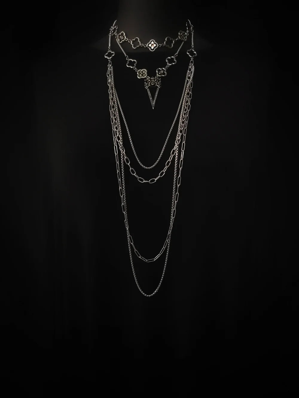 Layered Pavé Skull Dagger Choker Necklace by Martha Rotten