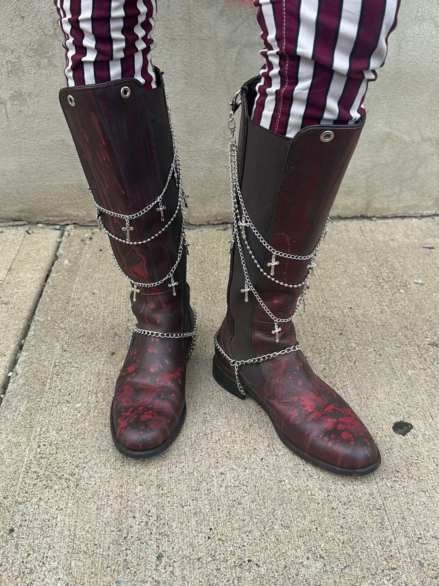 Killer Riding Boots with Chains sz 8.5 - Angel's House of Design Co.