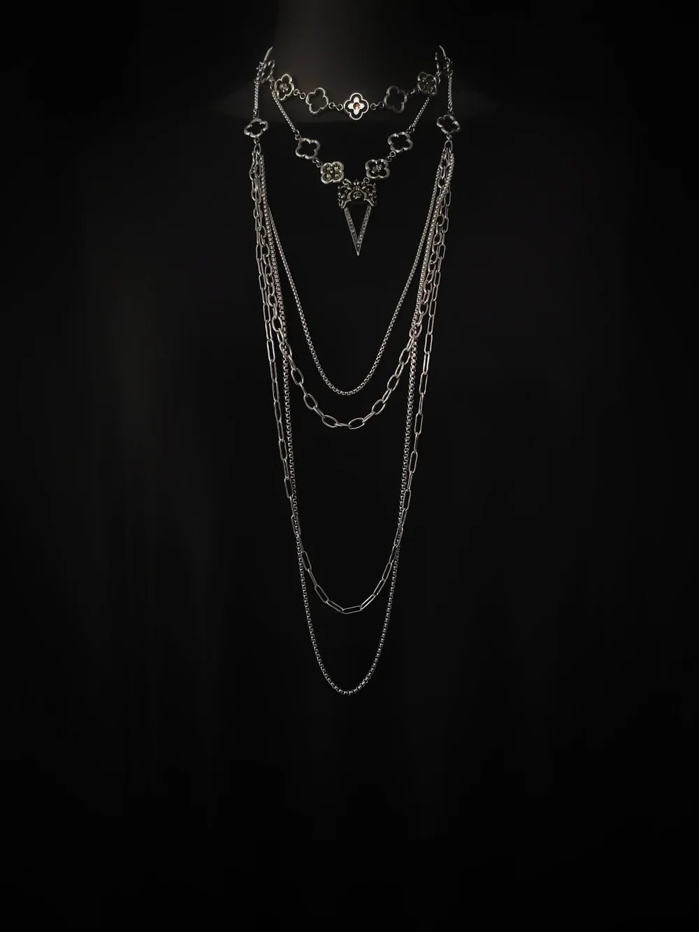Layered Pavé Skull Dagger Choker Necklace by Martha Rotten - Angel's House of Design Co.