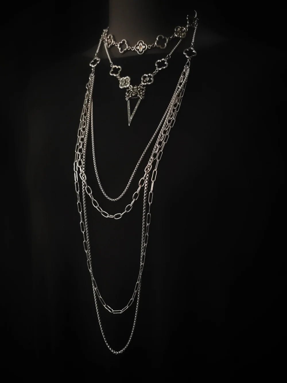 Layered Pavé Skull Dagger Choker Necklace by Martha Rotten - Angel's House of Design Co.