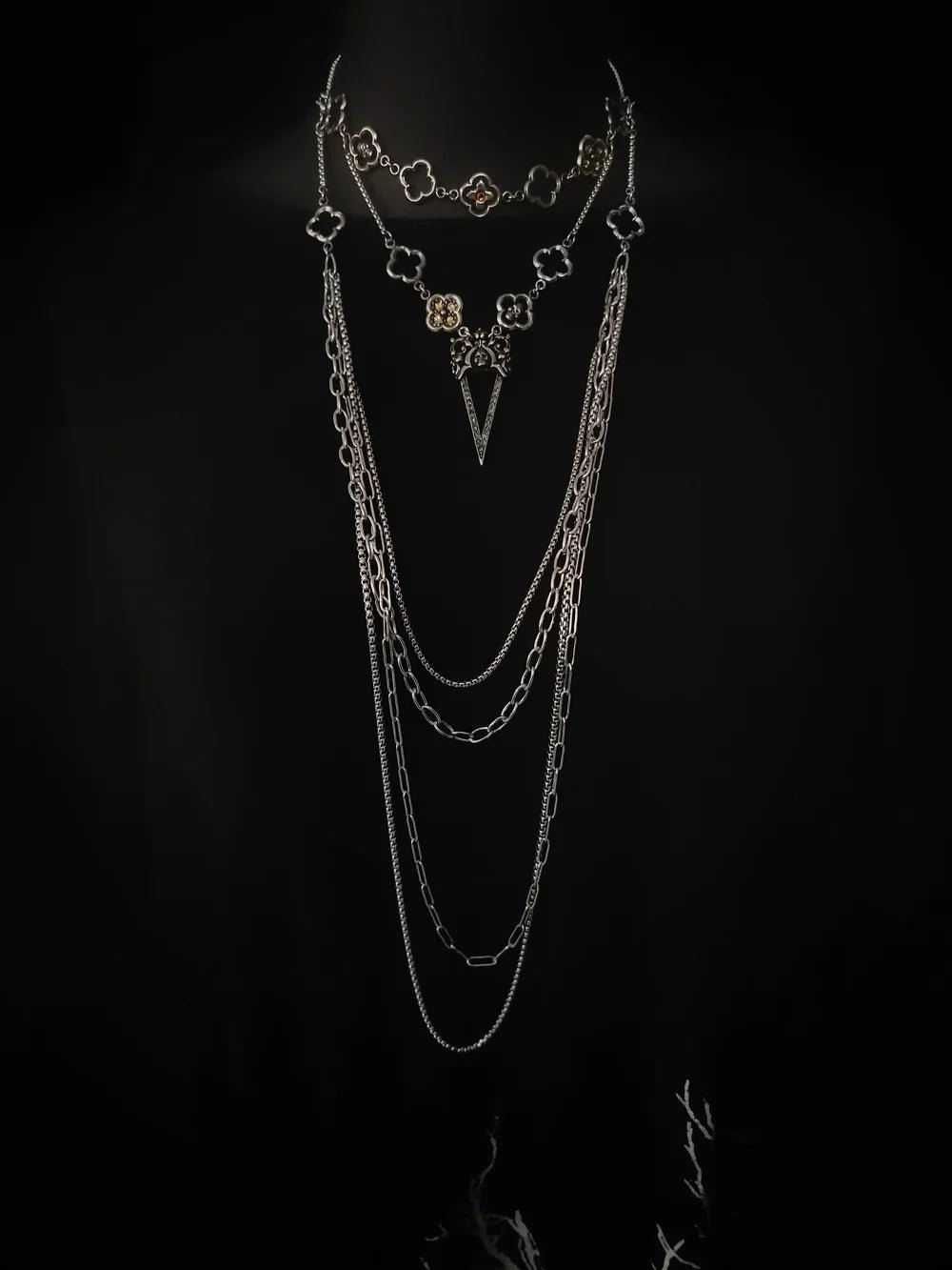 Layered Pavé Skull Dagger Choker Necklace by Martha Rotten - Angel's House of Design Co.