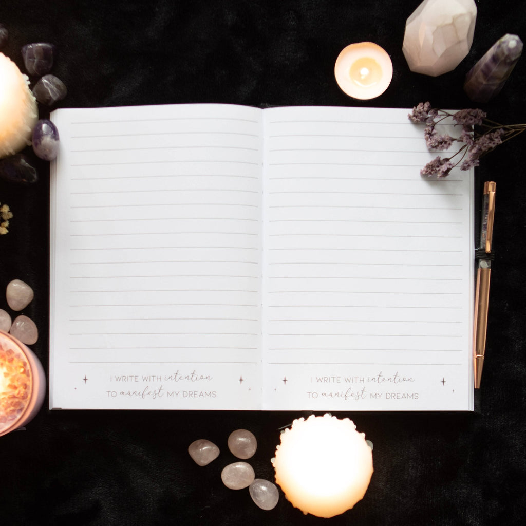 Manifestation Journal Notebook with Amethyst Pen - Angel's House of Design Co.