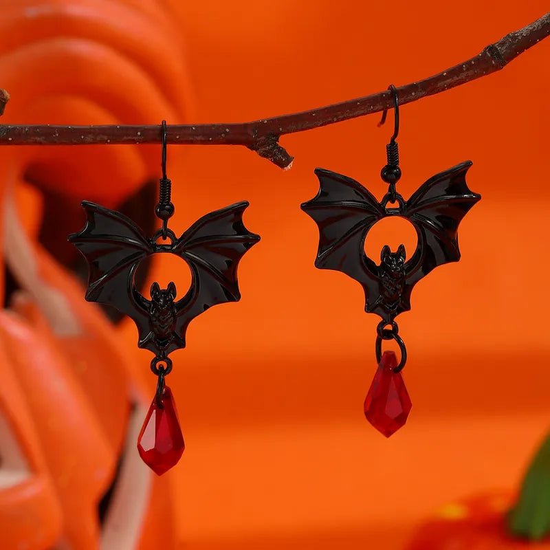 Matte Black Bat Drop Earrings - Angel's House of Design Co.