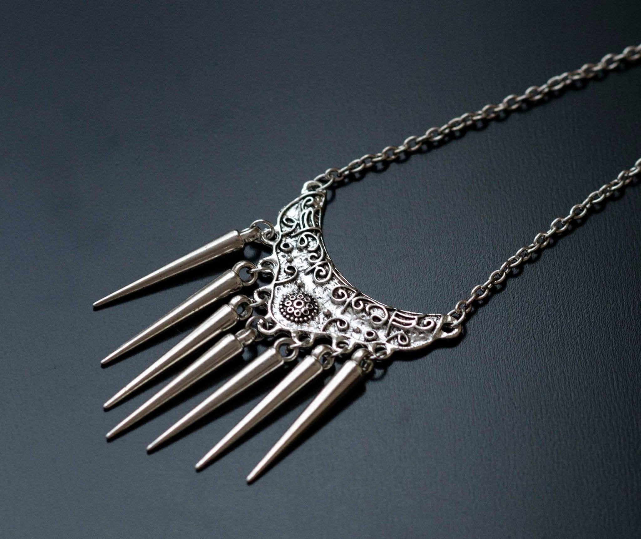 Medieval Inspired Necklace with Long Spikes - Angel's House of Design Co.