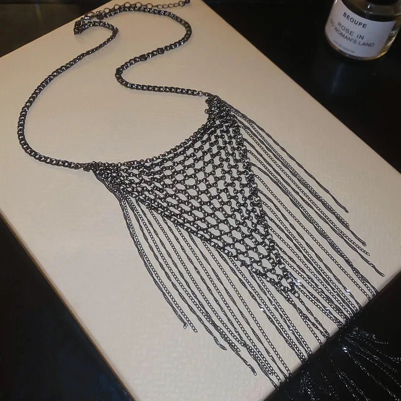 Metal Weave Fringe Chain Necklace - Angel's House of Design Co.