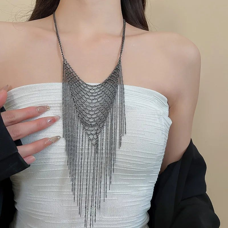 Metal Weave Fringe Chain Necklace - Angel's House of Design Co.