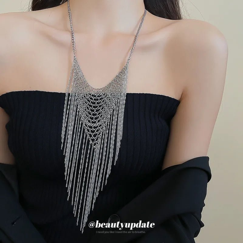 Metal Weave Fringe Chain Necklace - Angel's House of Design Co.
