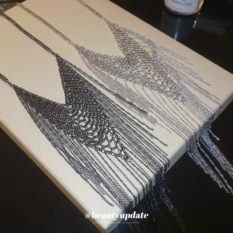 Metal Weave Fringe Chain Necklace - Angel's House of Design Co.