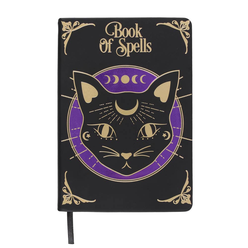Mystic Mog Black Cat Book of Spells A5 Notebook - Angel's House of Design Co.