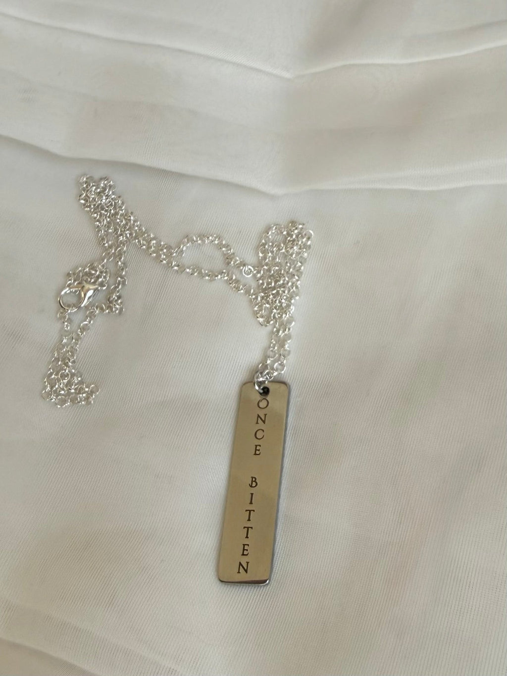 Once Bitten Silver Pendant Necklace - Angel's House of Design Co.