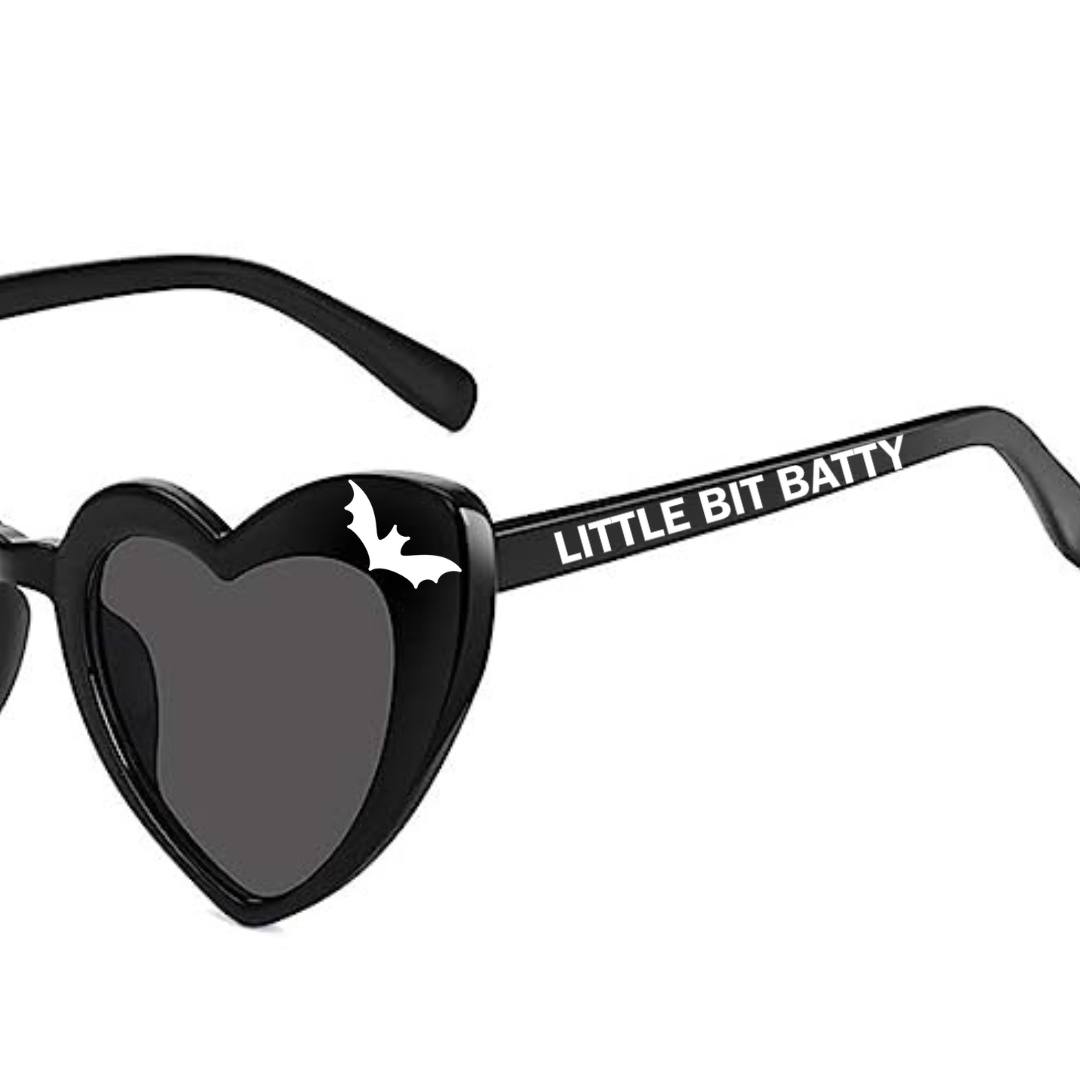 Retro Witchy Goth Heart-Shaped Sunglasses, Moons