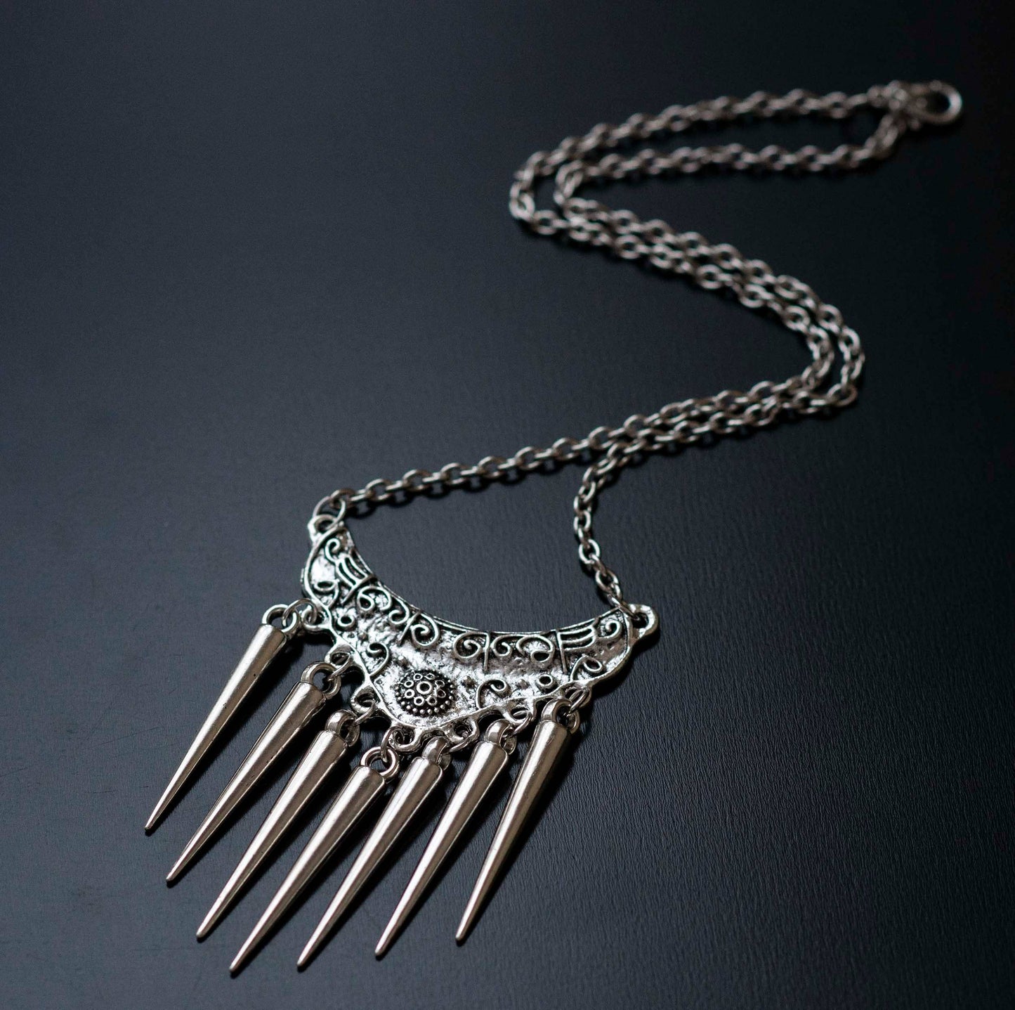 Medieval Inspired Necklace with Long Spikes