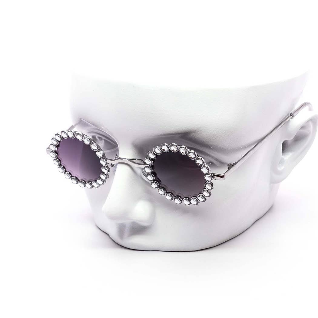 Mini Circle Rhinestone-Infused Sunglasses