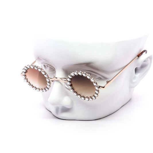 Mini Circle Rhinestone-Infused Sunglasses