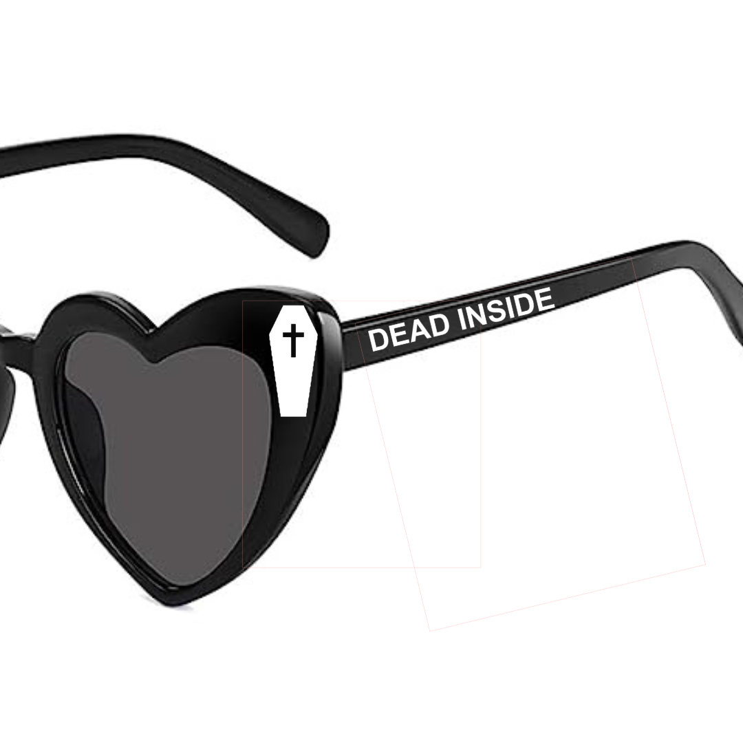 Retro Witchy Goth Heart-Shaped Sunglasses, Moons