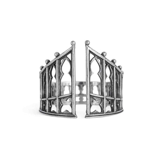Sterling Silver or Bronze Adjustable Gothic Gate Ring