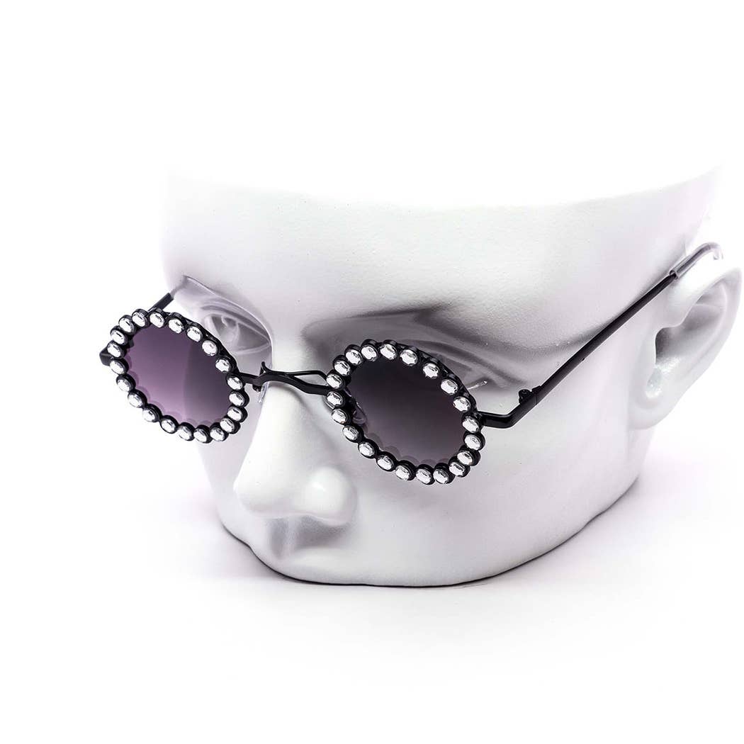 Mini Circle Rhinestone-Infused Sunglasses