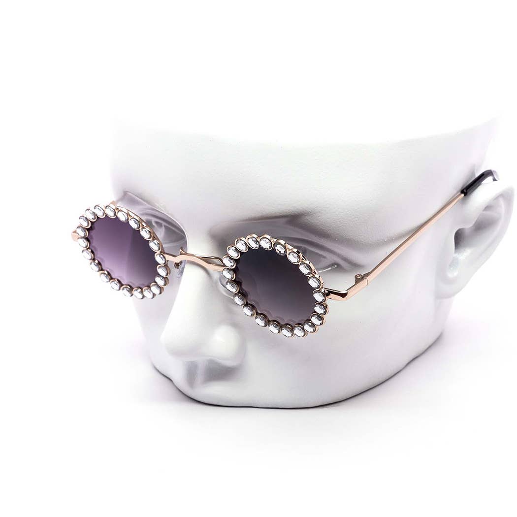 Mini Circle Rhinestone-Infused Sunglasses