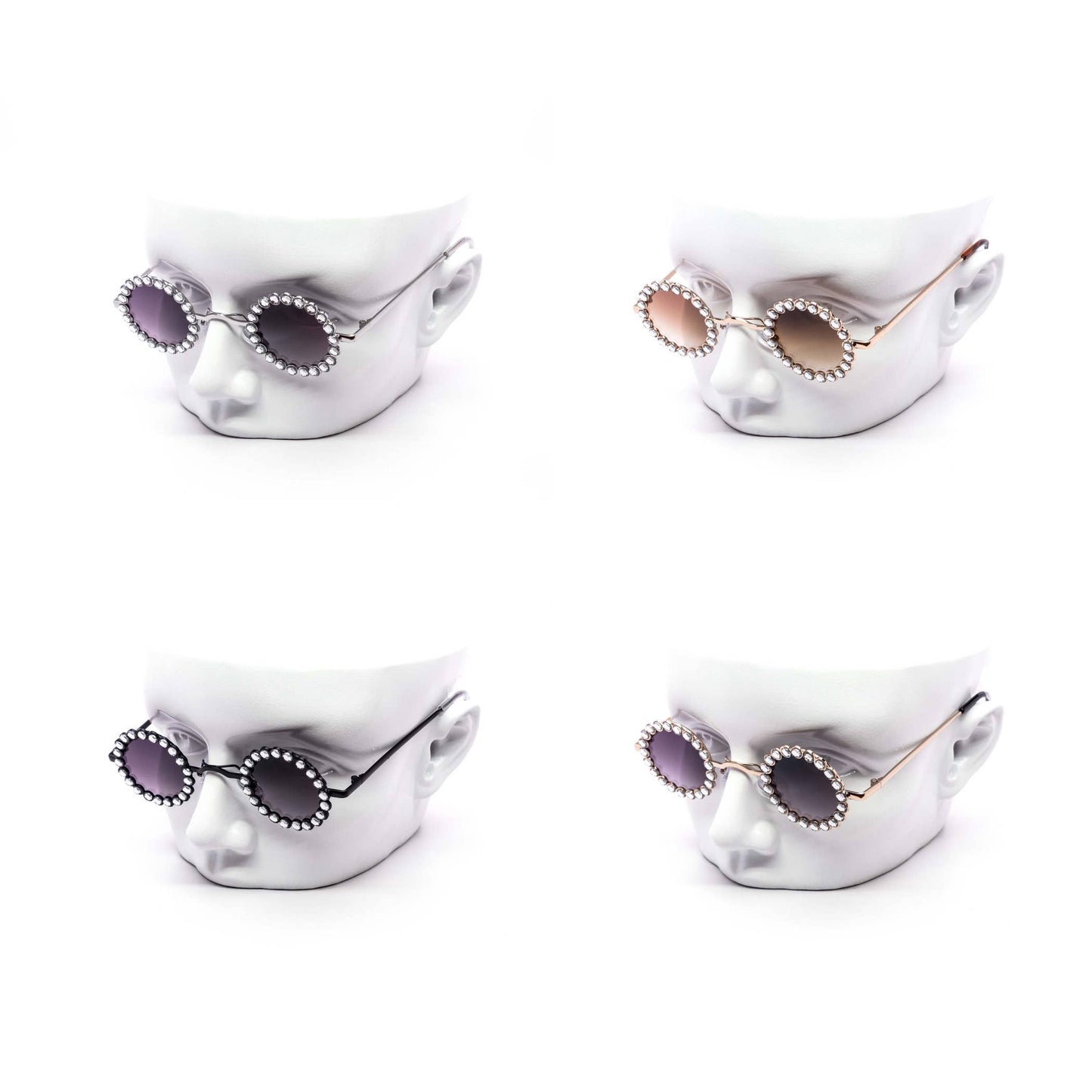 Mini Circle Rhinestone-Infused Sunglasses