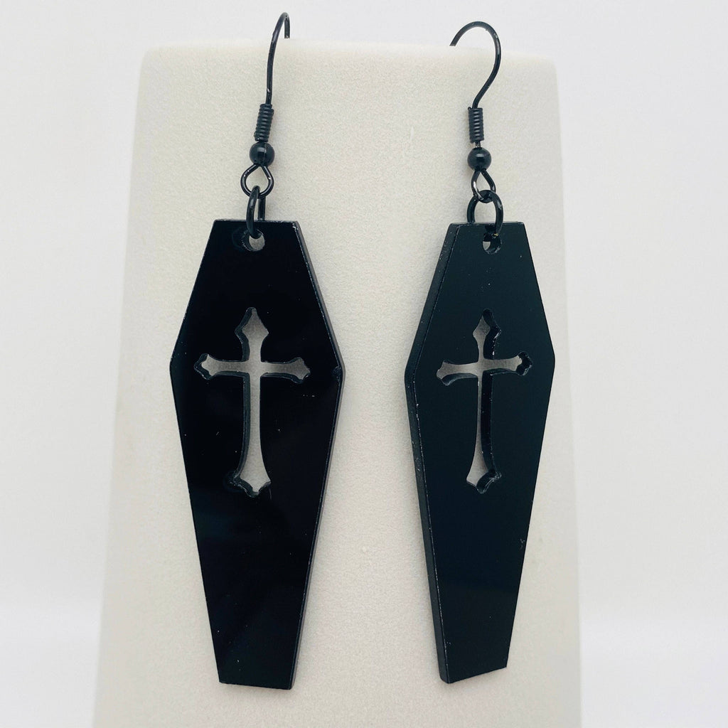 Punk Cross Vampire Coffin Earrings - GT