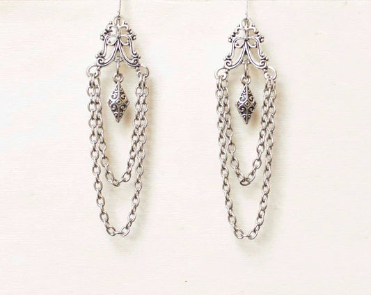 Chain Chandelier earrings in Antique Silver