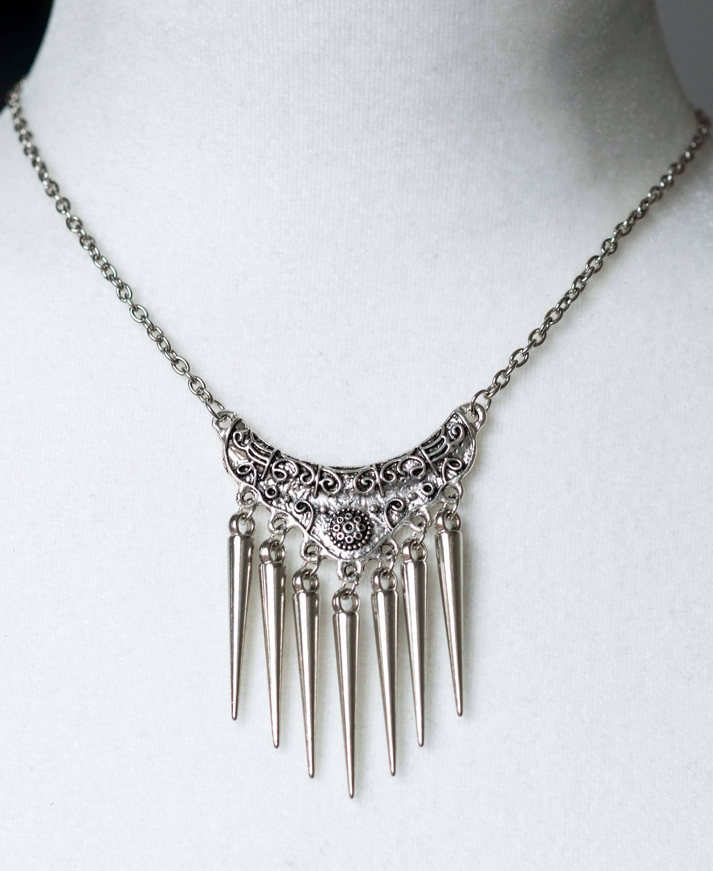Medieval Inspired Necklace with Long Spikes