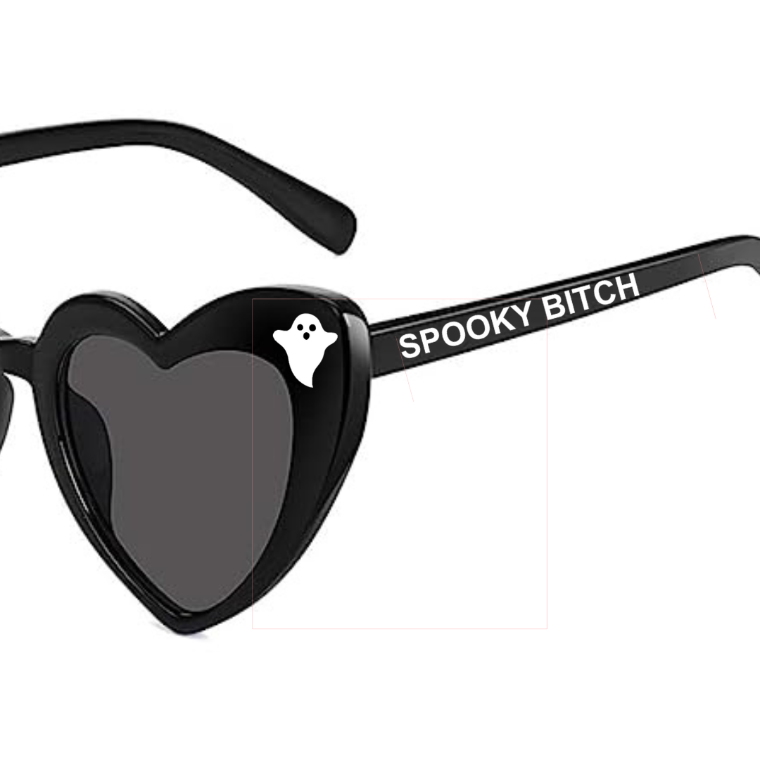 Retro Witchy Goth Heart-Shaped Sunglasses, Moons