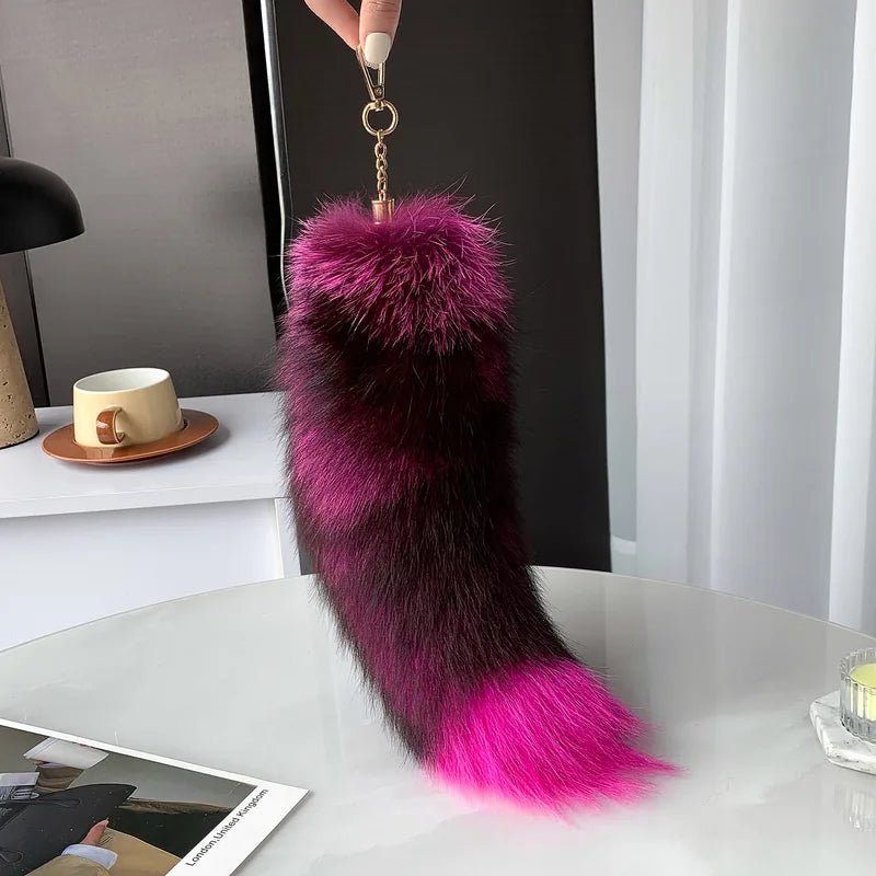 Pink Fox Tail with Key Ring - Angel's House of Design Co.