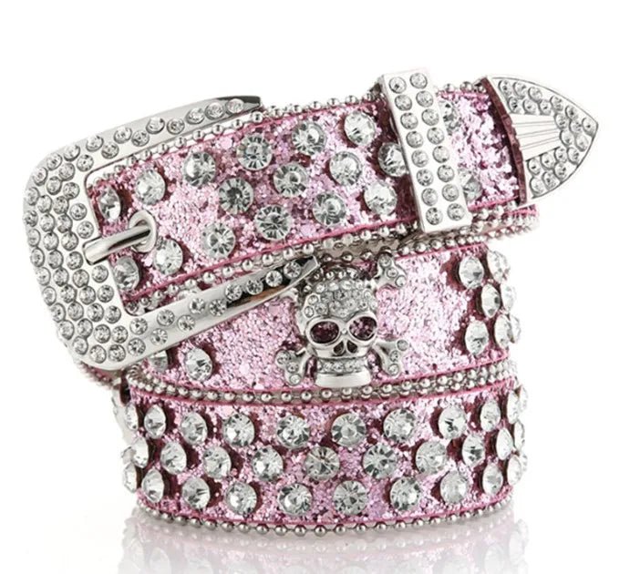 Pink Sparkle Skull Belt - Angel's House of Design Co.