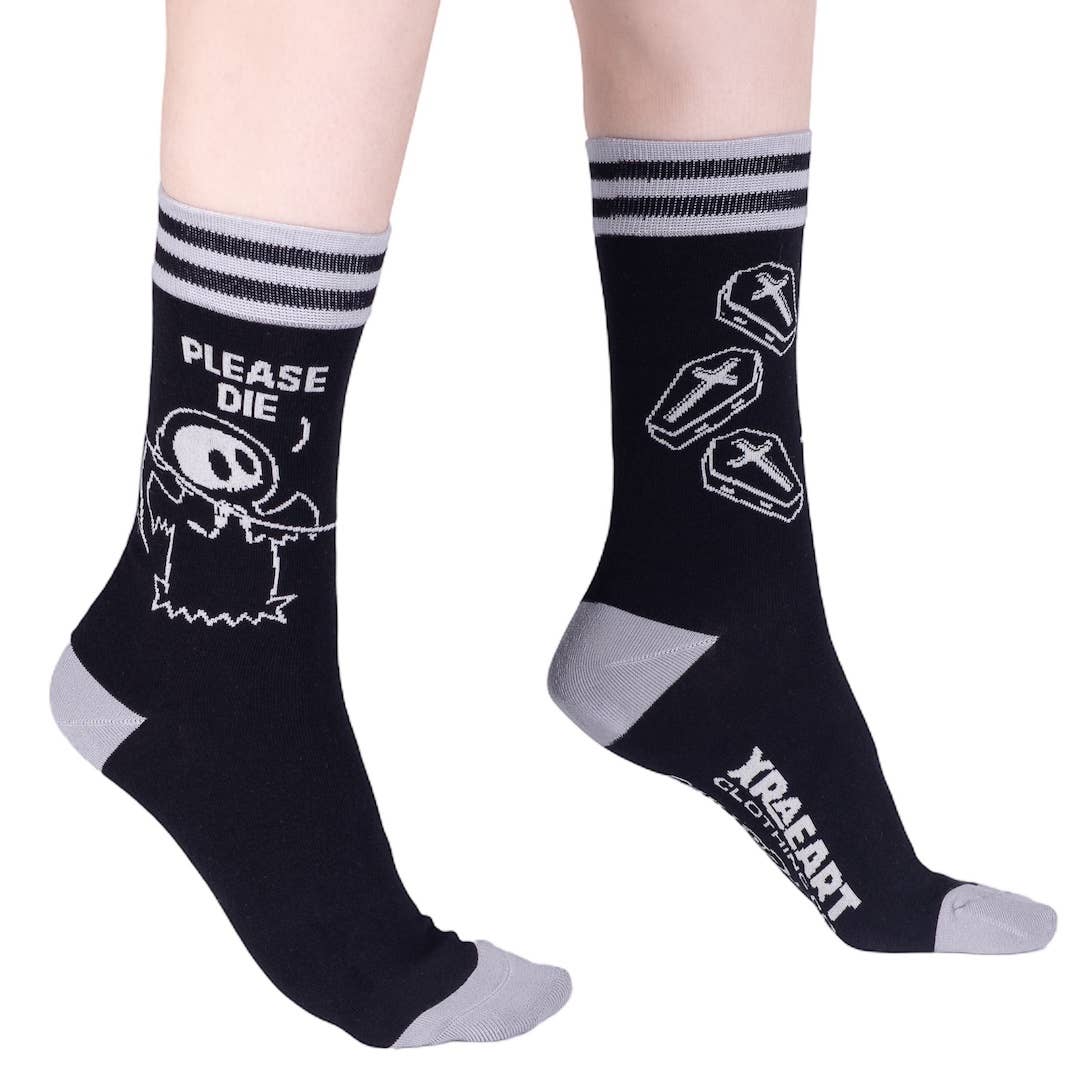 Please Die Crew Socks - Angel's House of Design Co.