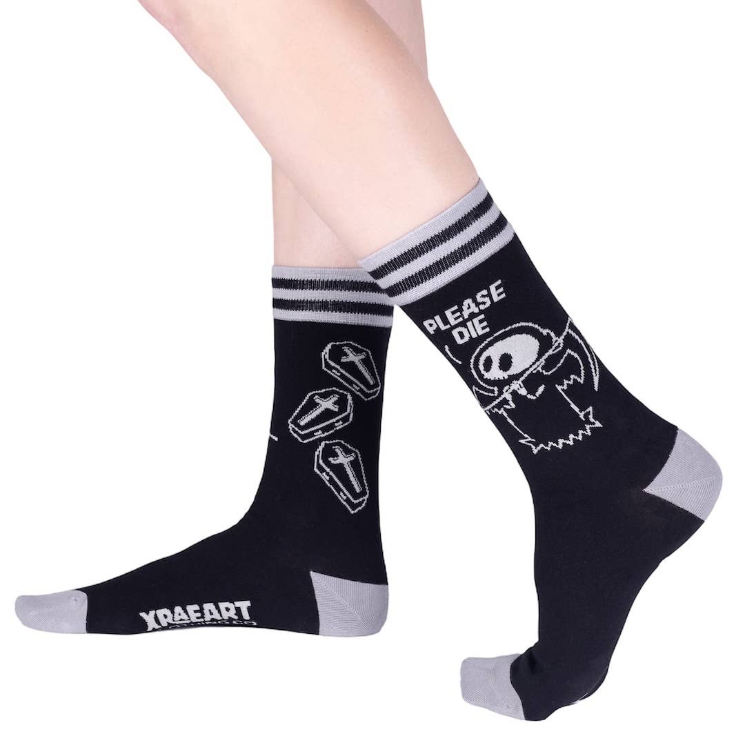 Please Die Crew Socks - Angel's House of Design Co.