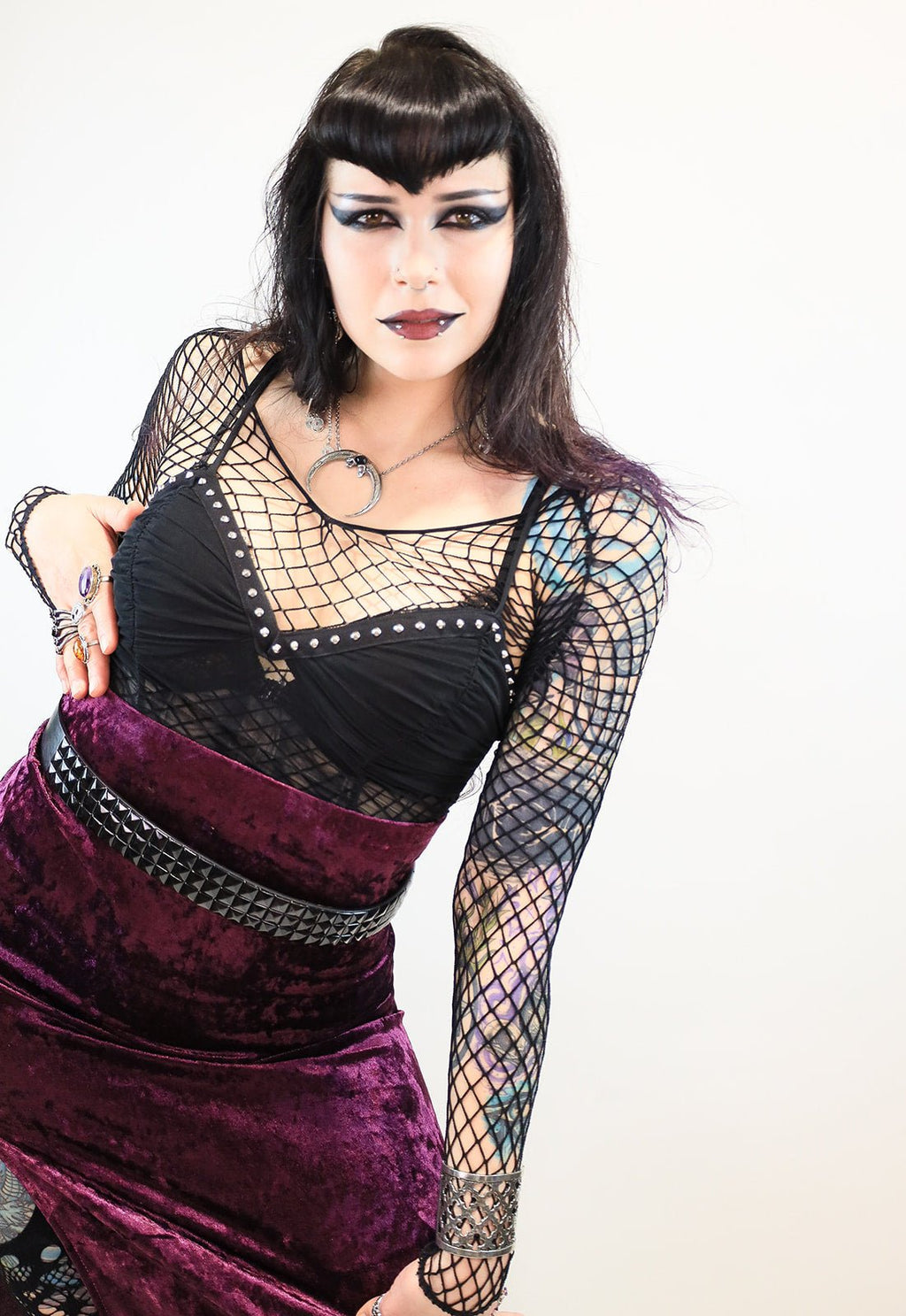 Plum Velvet Midi Skirt with Side Slit - Angel's House of Design Co.