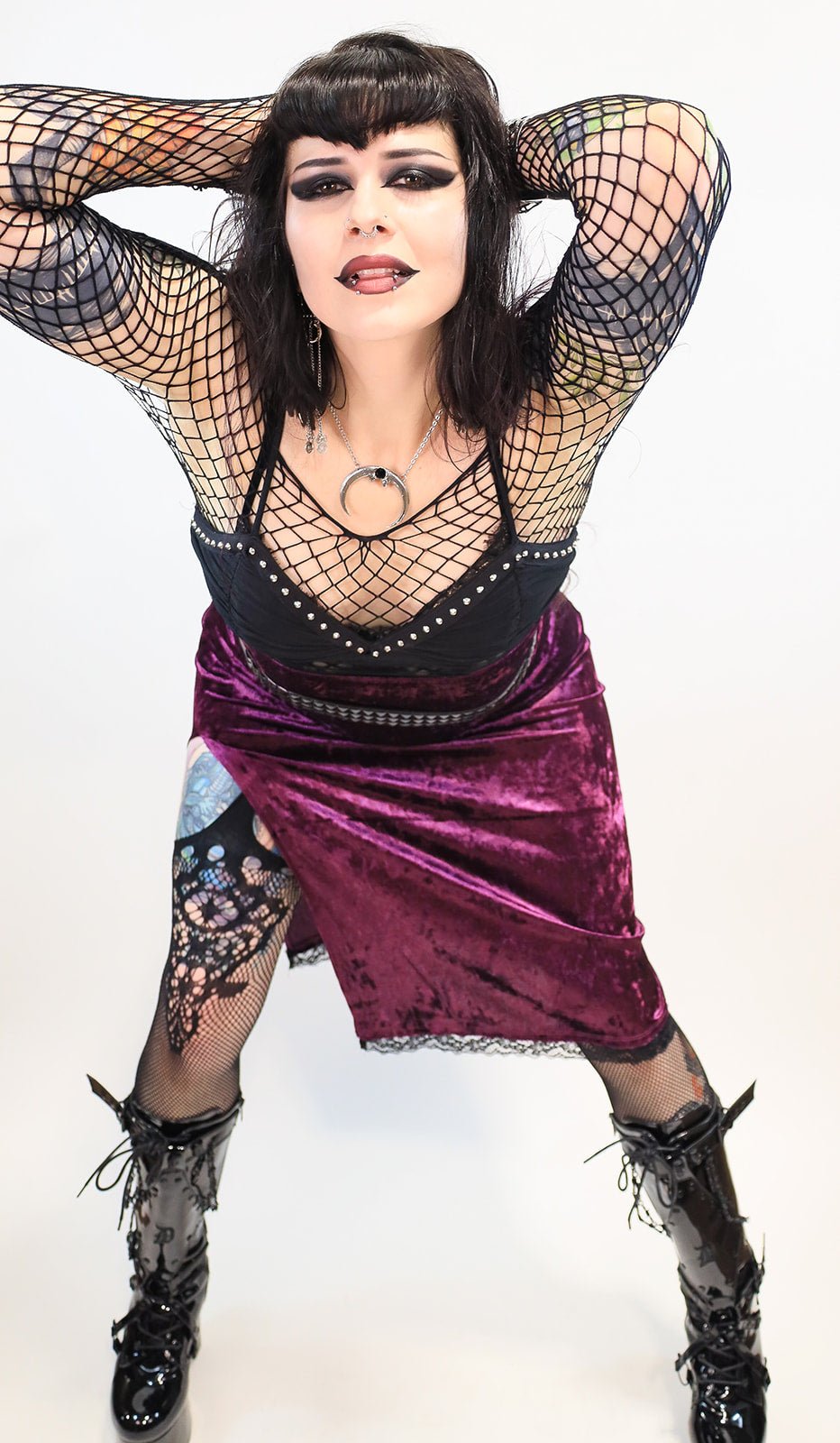Plum Velvet Midi Skirt with Side Slit - Angel's House of Design Co.