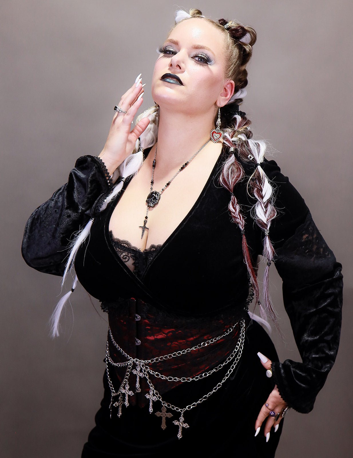 Plus Sized Vampiress Velvet Bodycon Wrap Dress - Angel's House of Design Co.
