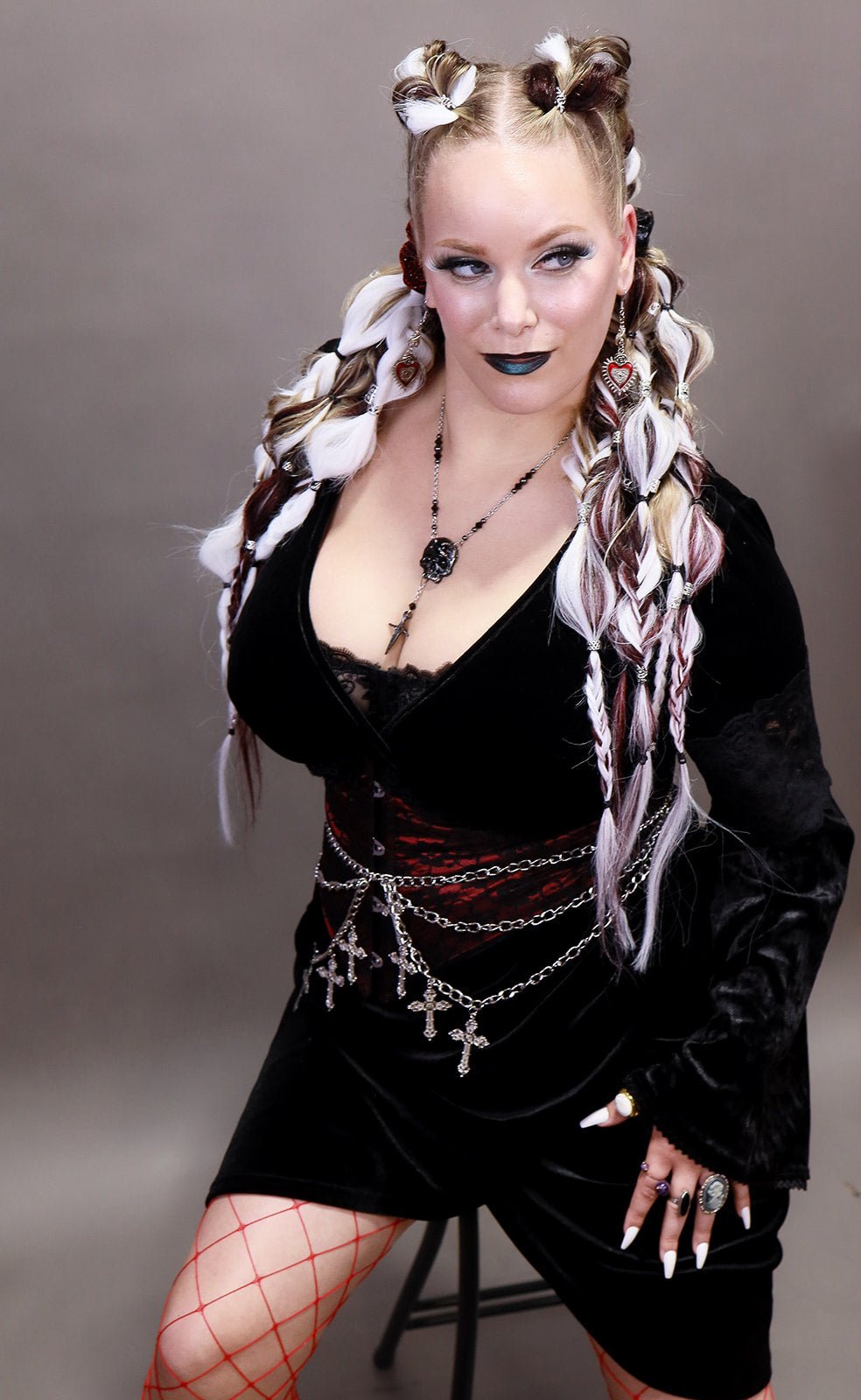 Plus Sized Vampiress Velvet Bodycon Wrap Dress - Angel's House of Design Co.
