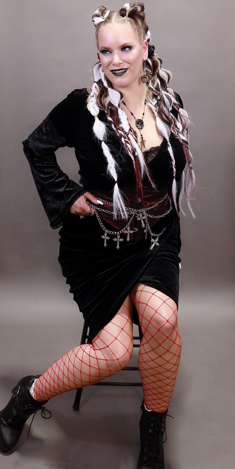 Plus Sized Vampiress Velvet Bodycon Wrap Dress - Angel's House of Design Co.