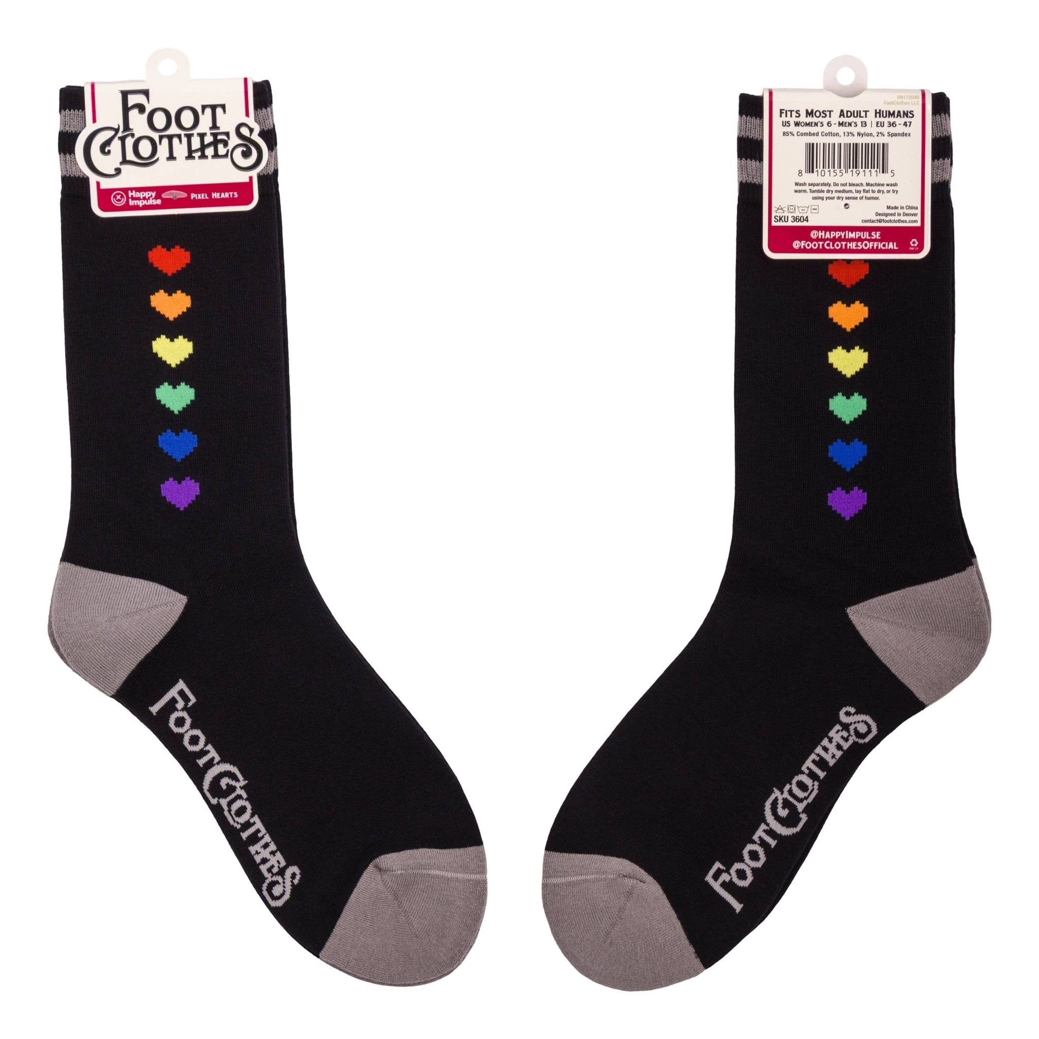 Pride Pixel Hearts Crew Socks - Angel's House of Design Co.